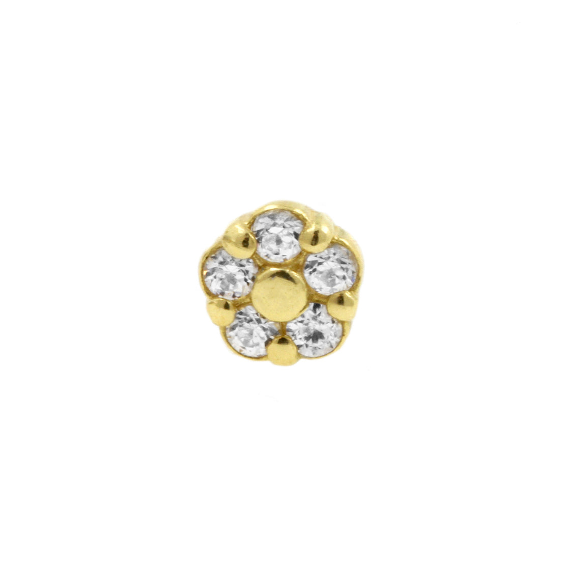 18 Karat Gold Zirconia Flower