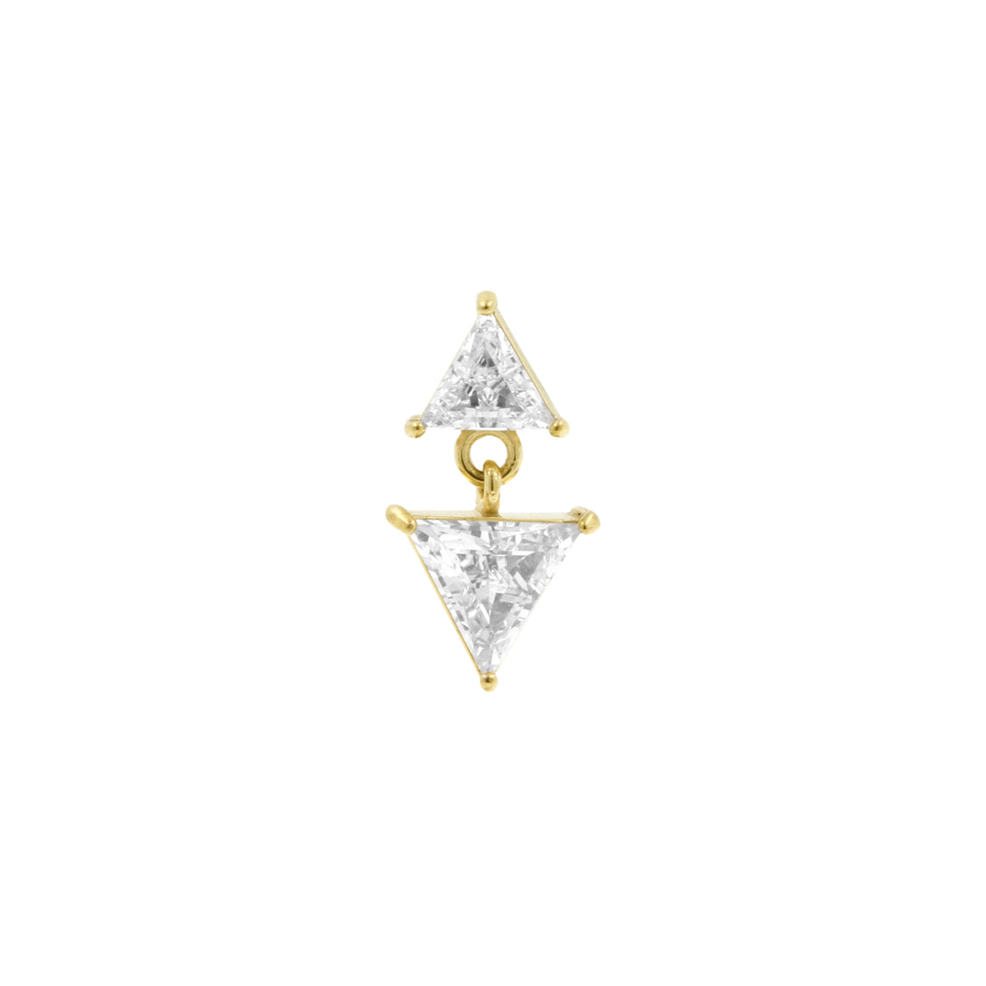 Nickel-Free Stainless Steel - Zirconia Triangle Dangle - Gold