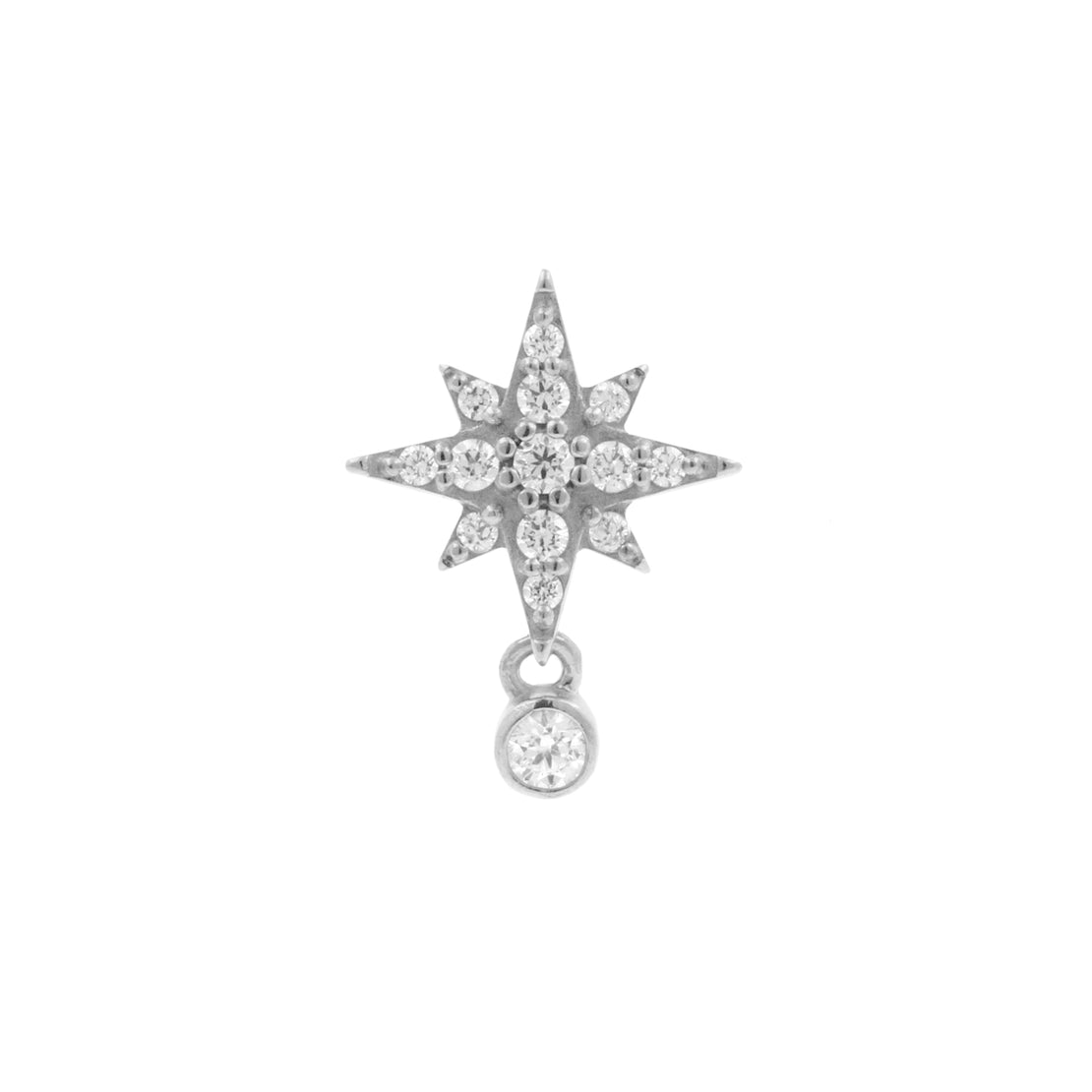 Nickel-Free Stainless Steel - Zirconia Star Dangle - Silver