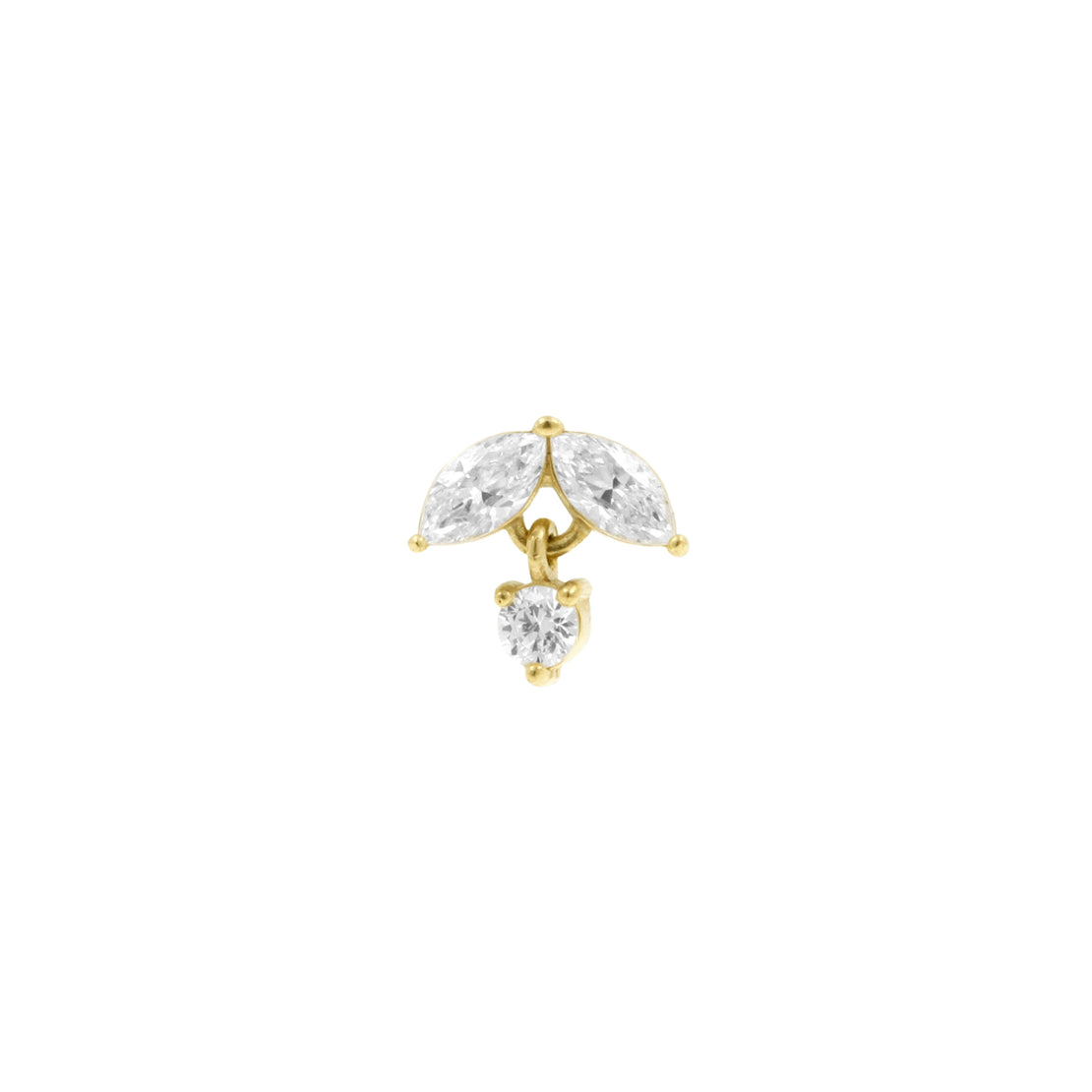 Nickel-Free Stainless Steel - Zirconia Marquise Dangle - Gold