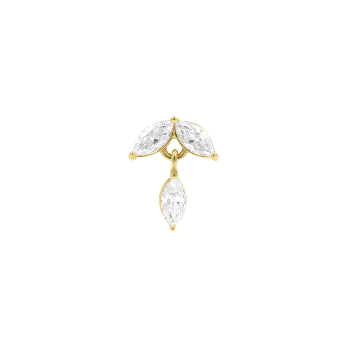Nickel-Free Stainless Steel - Zirconia Marquise Dangle - Gold