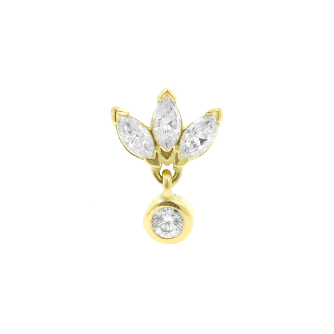 18 Karat Gold Zirconia Triple Princess Dangle