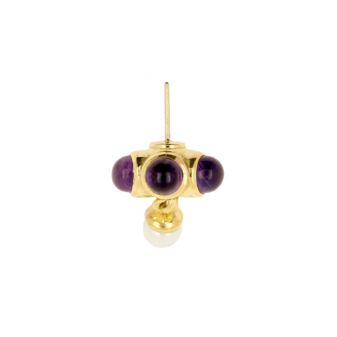 18 Karat Gold Vertical Helix Amethyst Pearl