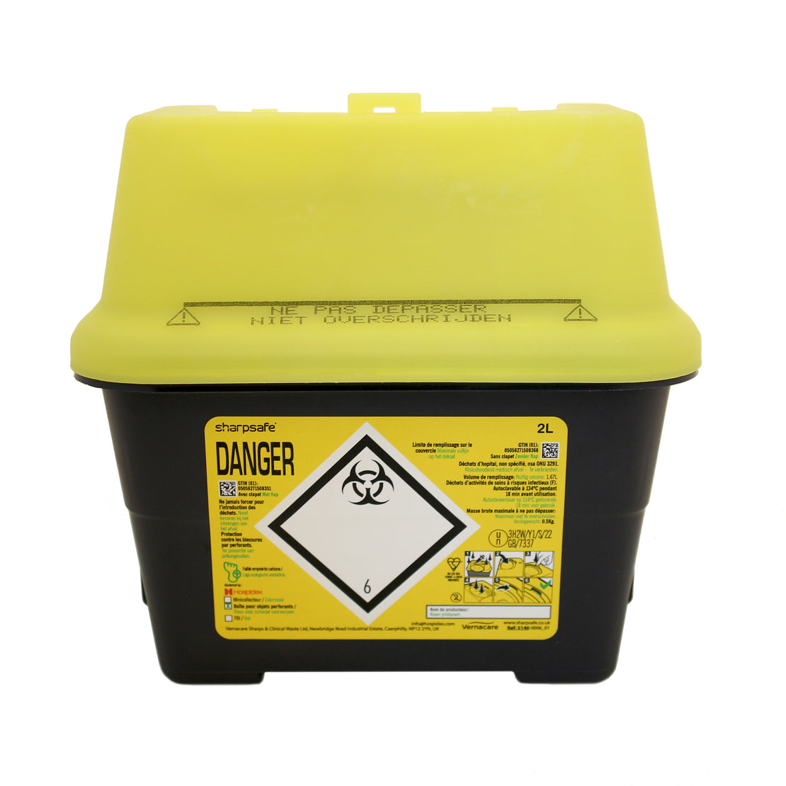 Plastic Sharps Container - Small - 2 Liter