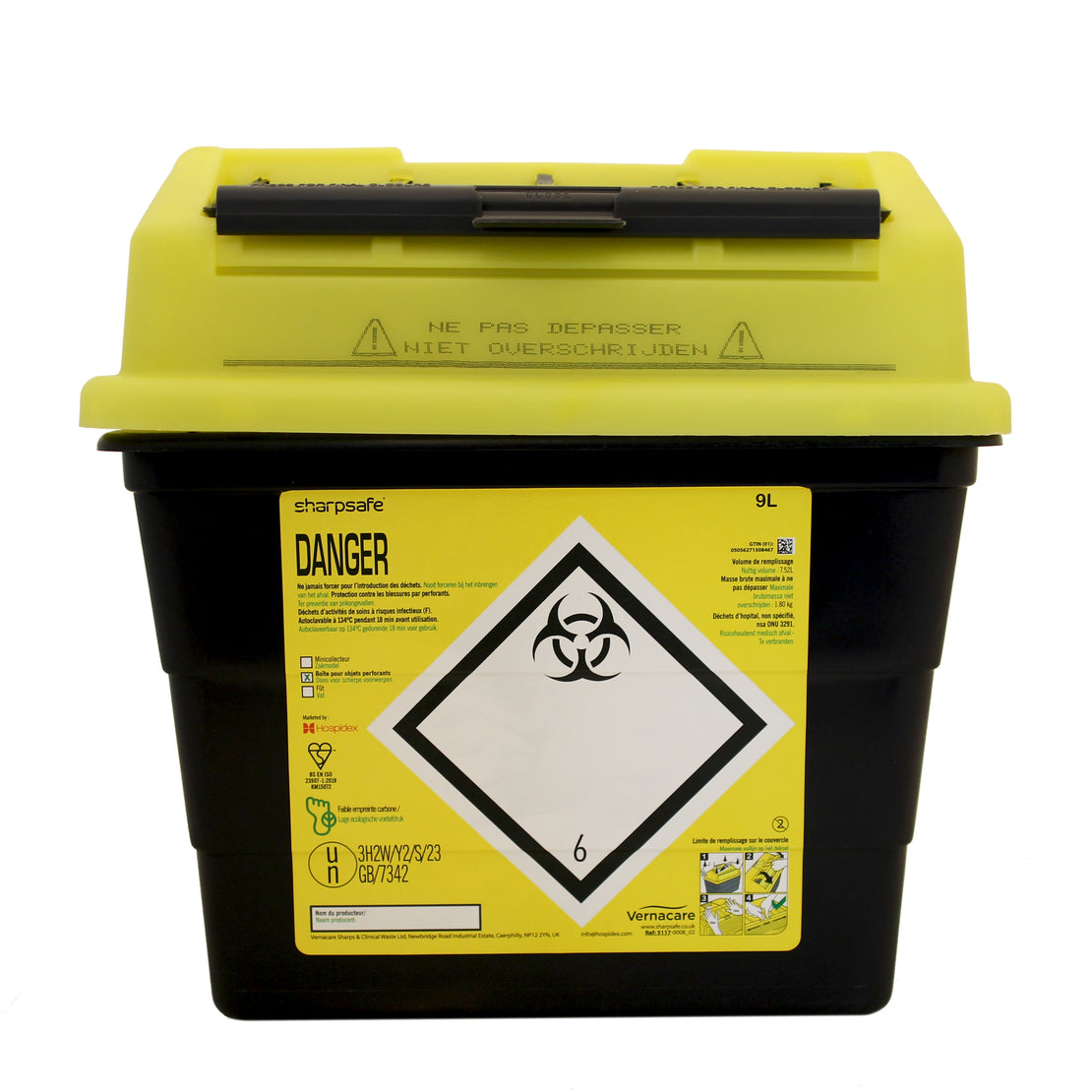 Plastic Sharpsafe Sharps Container - 9 Liter