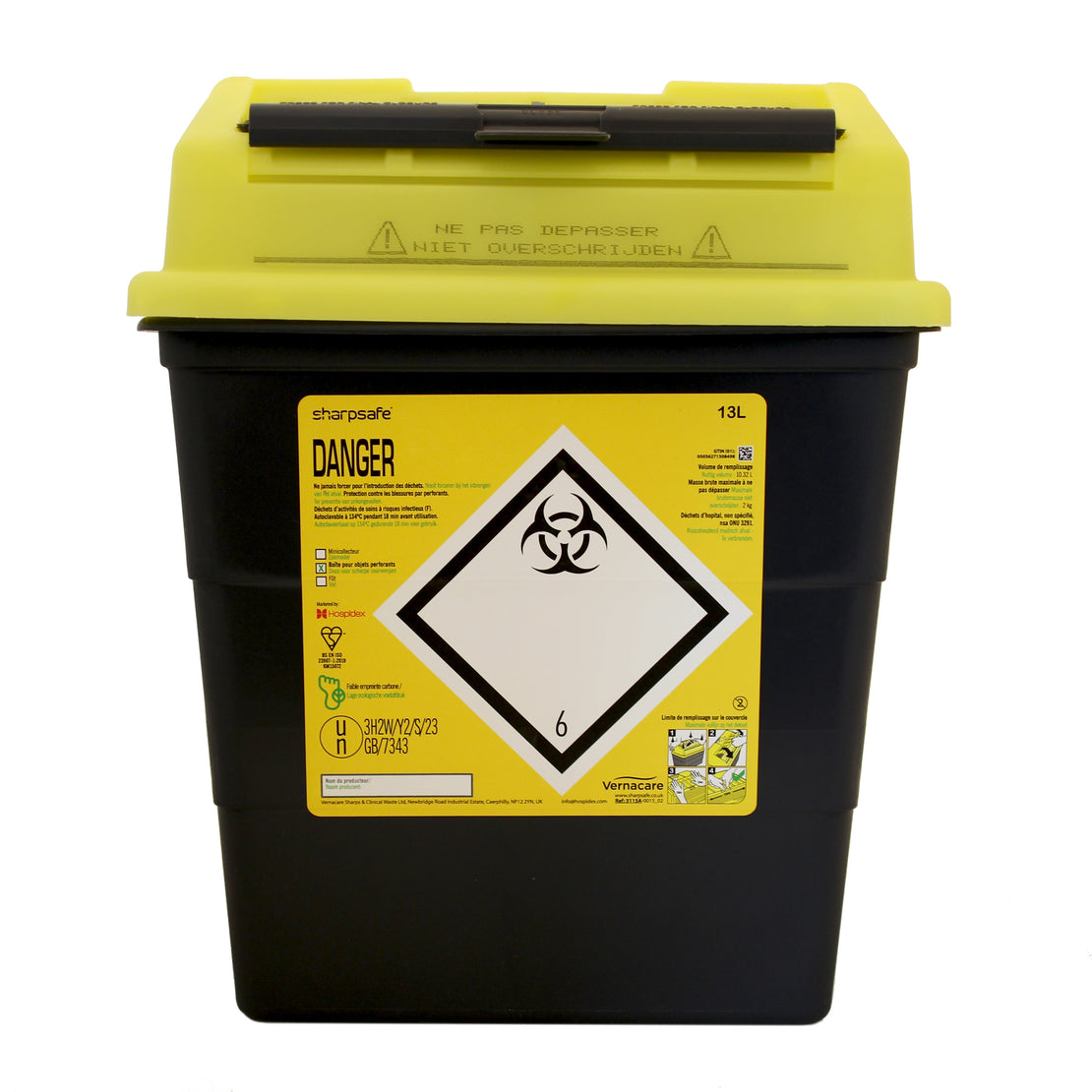 Plastic Sharpsafe Sharps Container - 13 Liter