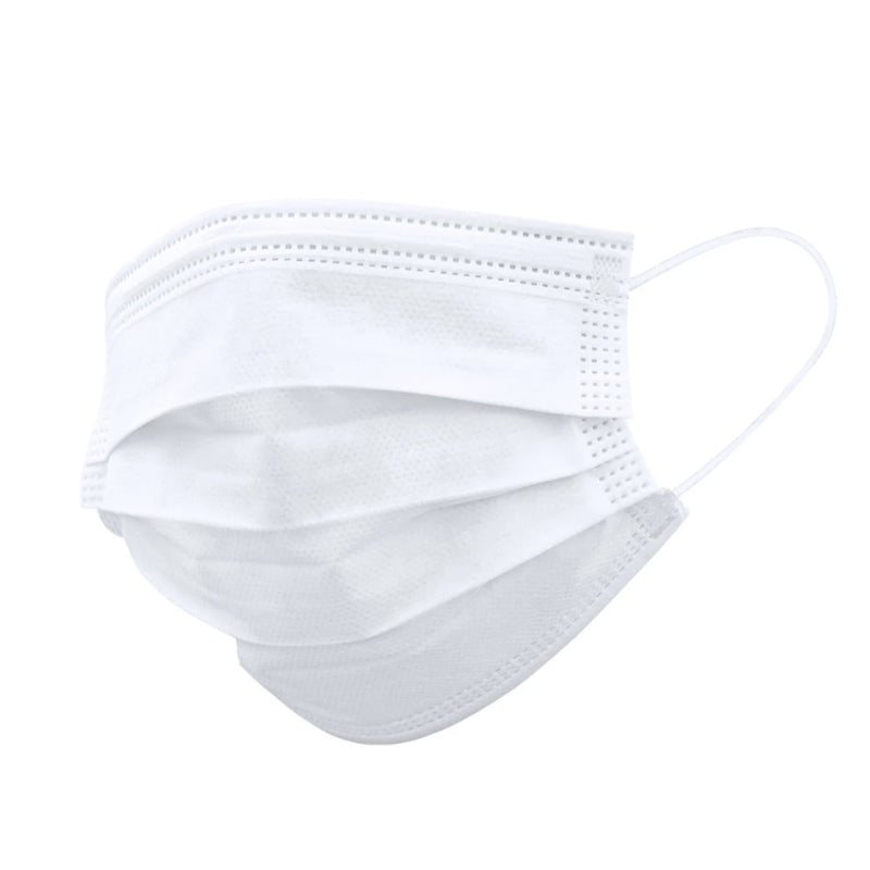 Face Mask White - 3 Layers With Elastic Band