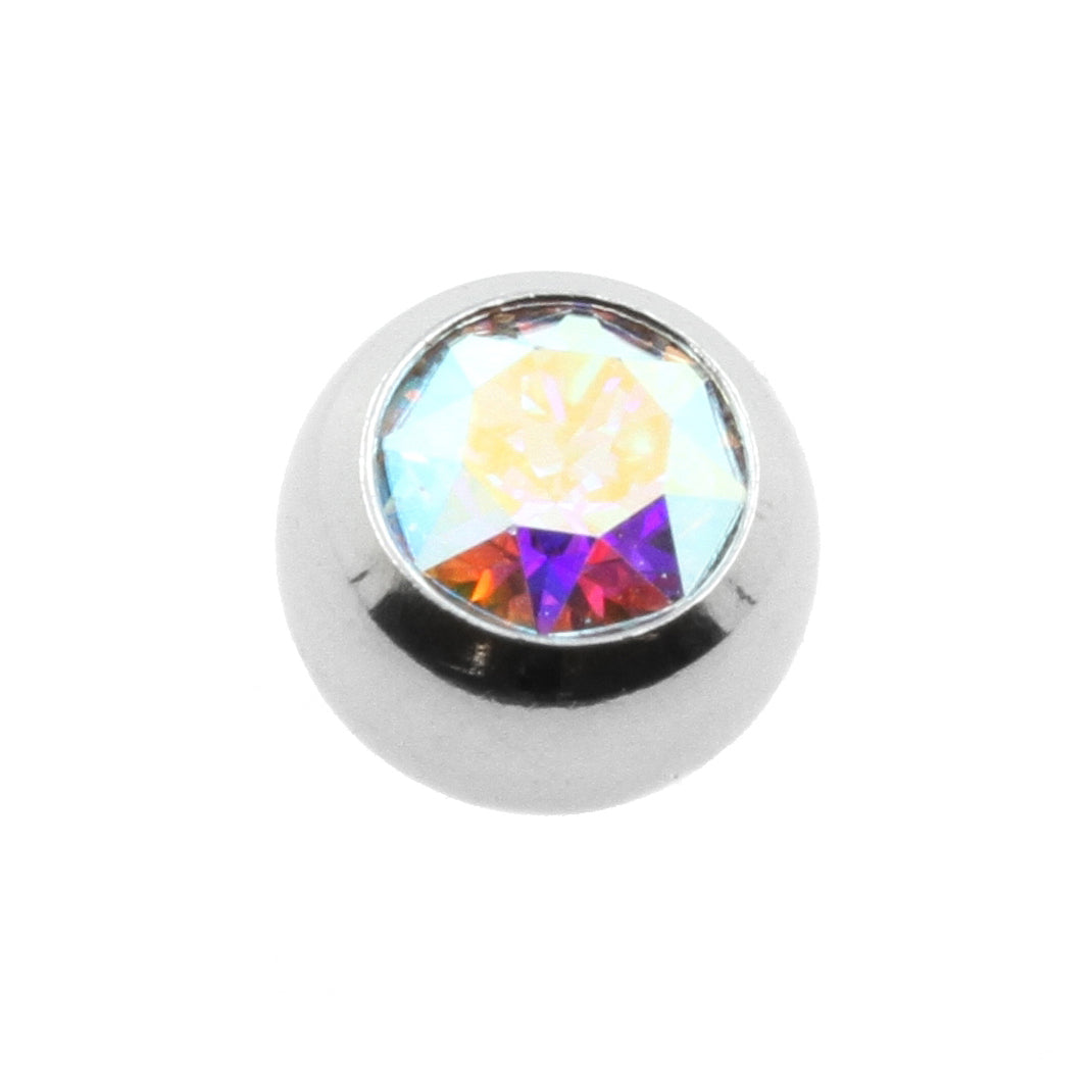 Surgical Steel Jewelled Threaded Ball Crystal AB