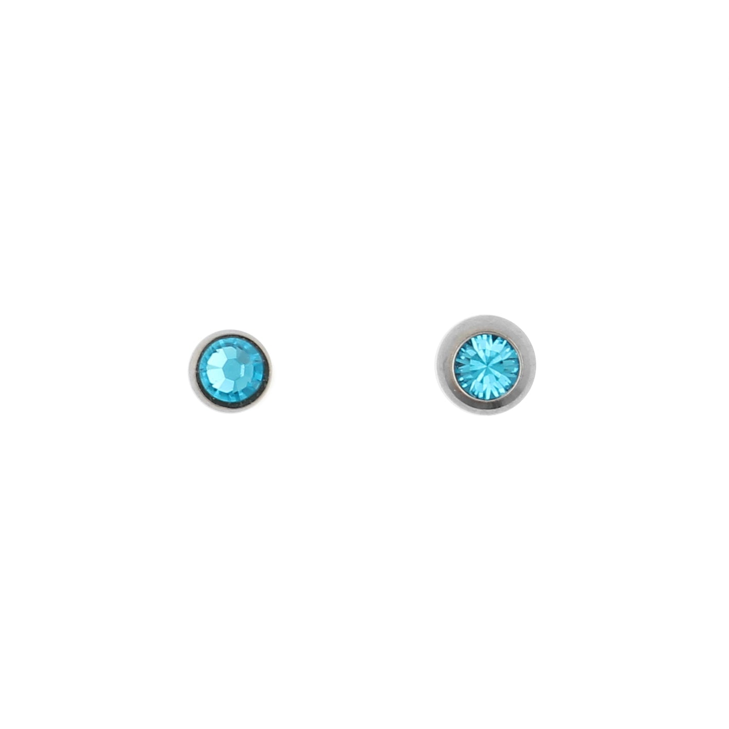 Titanium Jewelled Threaded Ball Blue Zircon