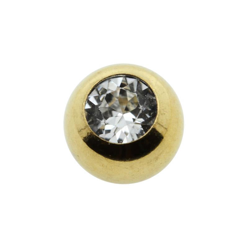 Surgical Steel Jewelled Threaded Ball Clear