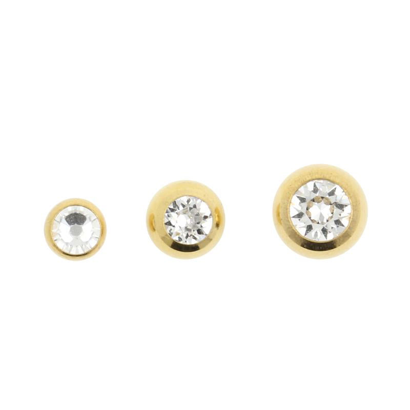 Surgical Steel Jewelled Threaded Ball Clear