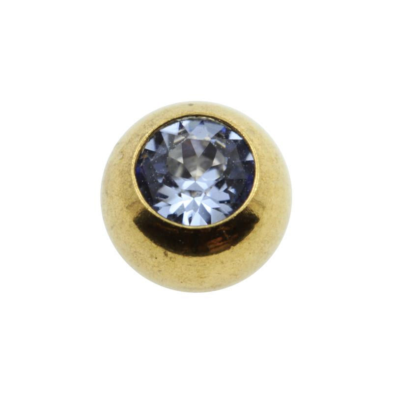 Surgical Steel Jewelled Threaded Ball Light Blue Sapphire
