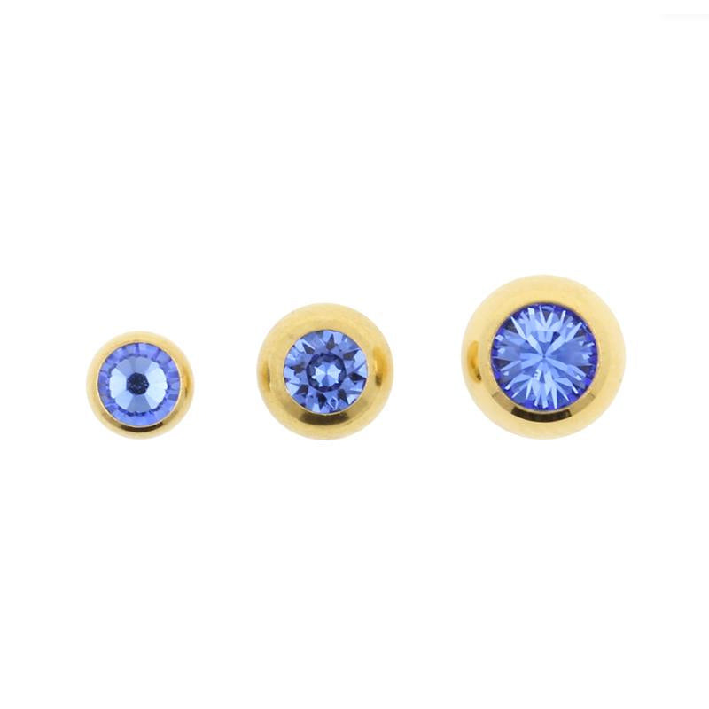 Surgical Steel Jewelled Threaded Ball Sapphire