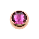 Chirurgisch Stahl Schraubkugel mit Kristall Fuchsia