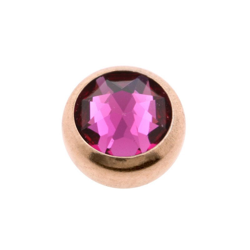 Surgical Steel Jewelled Threaded Ball Fuchsia