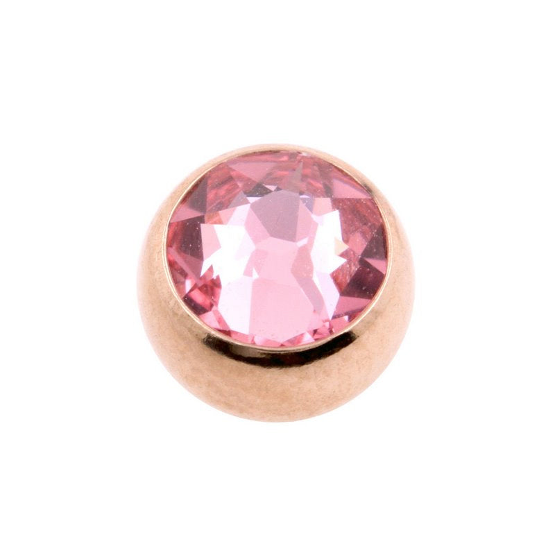 Surgical Steel Jewelled Threaded Ball Light Rose