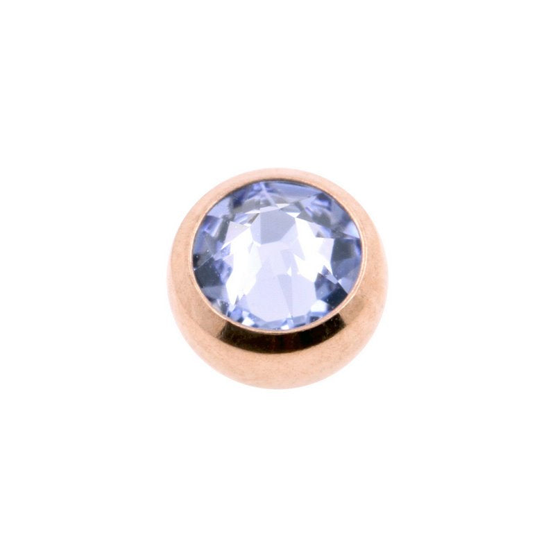 Surgical Steel Jewelled Threaded Ball Light Blue Sapphire