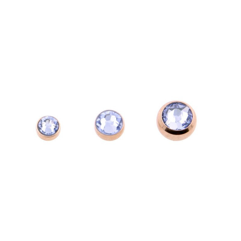 Surgical Steel Jewelled Threaded Ball Light Blue Sapphire