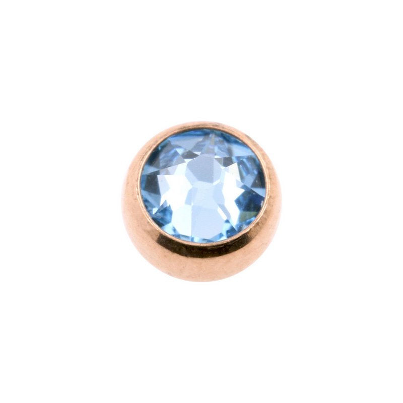 Surgical Steel Jewelled Threaded Ball Aquamarine