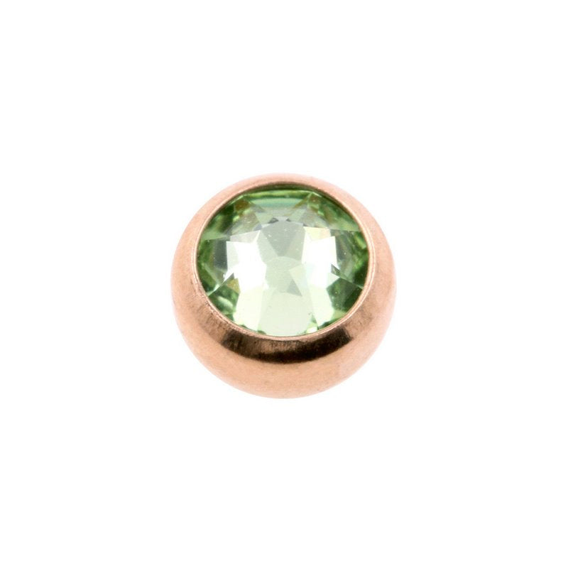 Surgical Steel Jewelled Threaded Ball Peridot