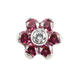 Titanium Zirkonia Blume Rot/Klar