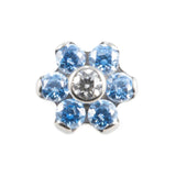 Titan Zirkonia Blume Blau / Klar