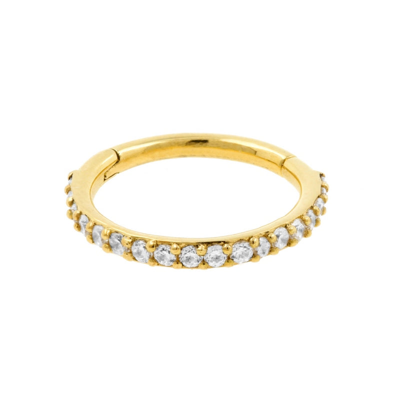 18 Karaats Gouden Click Ring Gezet Met Zirkonia Clear