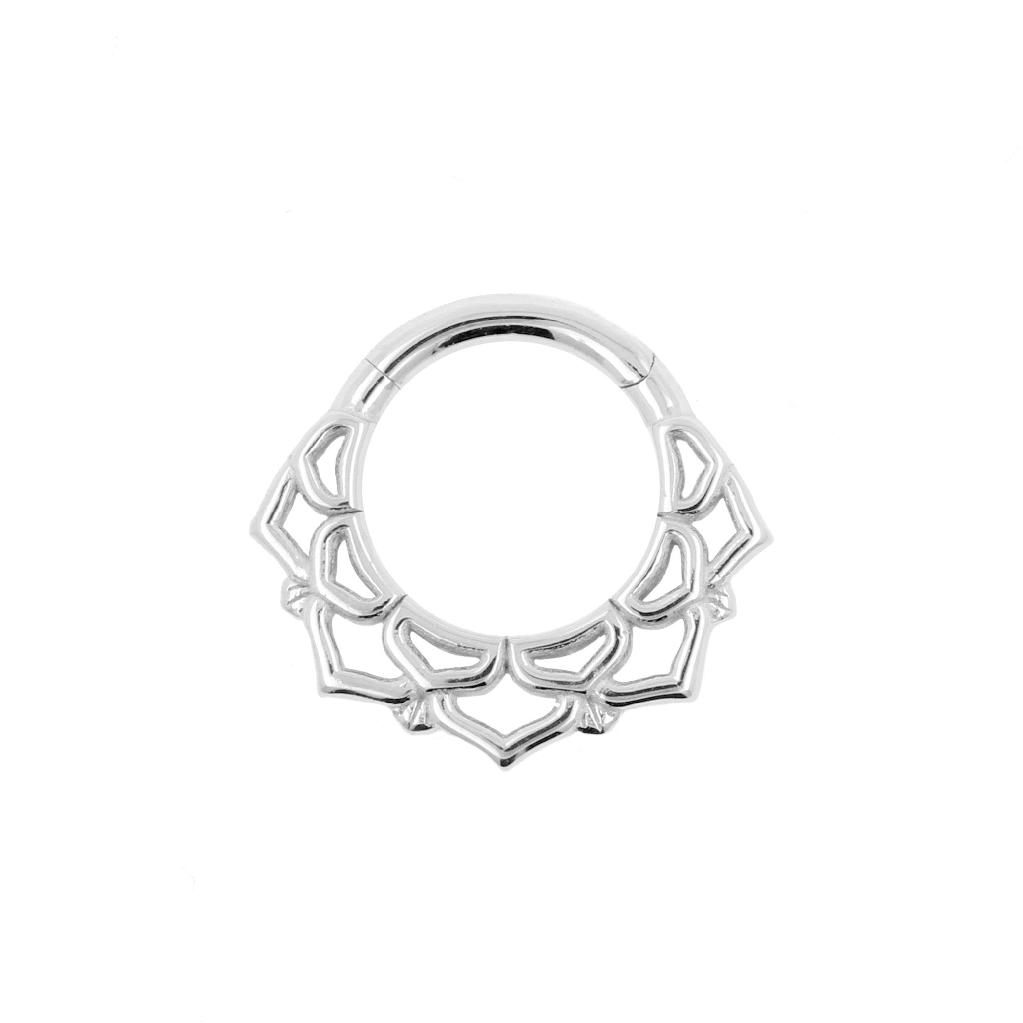 18 Karaats Witgouden Click Ring - Ornamental Lotus Zilver
