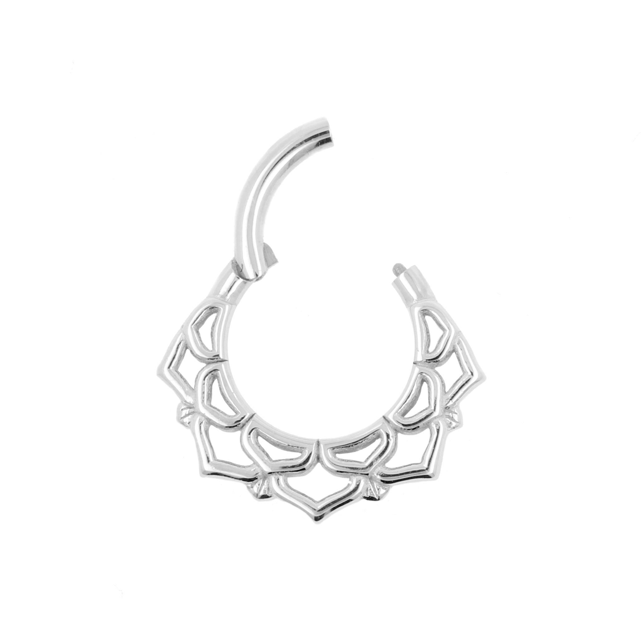 18 Karaats Witgouden Click Ring - Ornamental Lotus Zilver