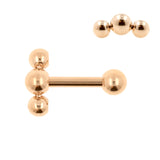 Chirurgischer Edelstahl Helix Barbell - Triple Dots 2,5 mm Roségold