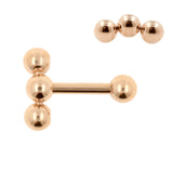 Chirurgischer Stahl Helix Barbell - Triple Dots 3 mm Roségold