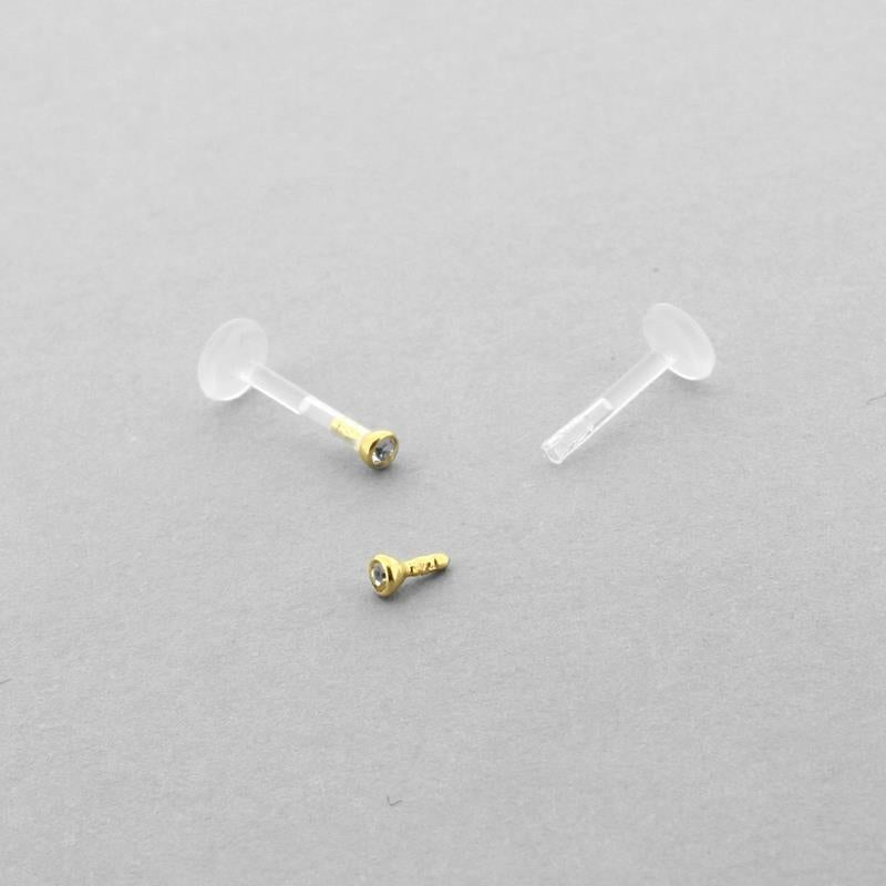 Bioplast Labret Met Gouden Zirkonia Insert