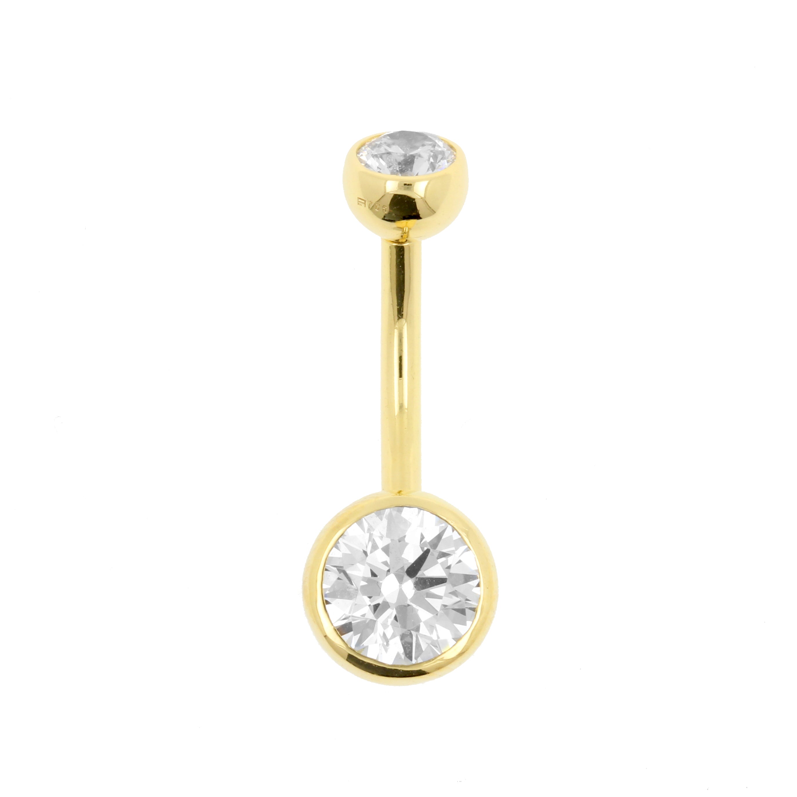 18 Karaats Gouden Navelpiercing Met Premium Zirkonia Clear