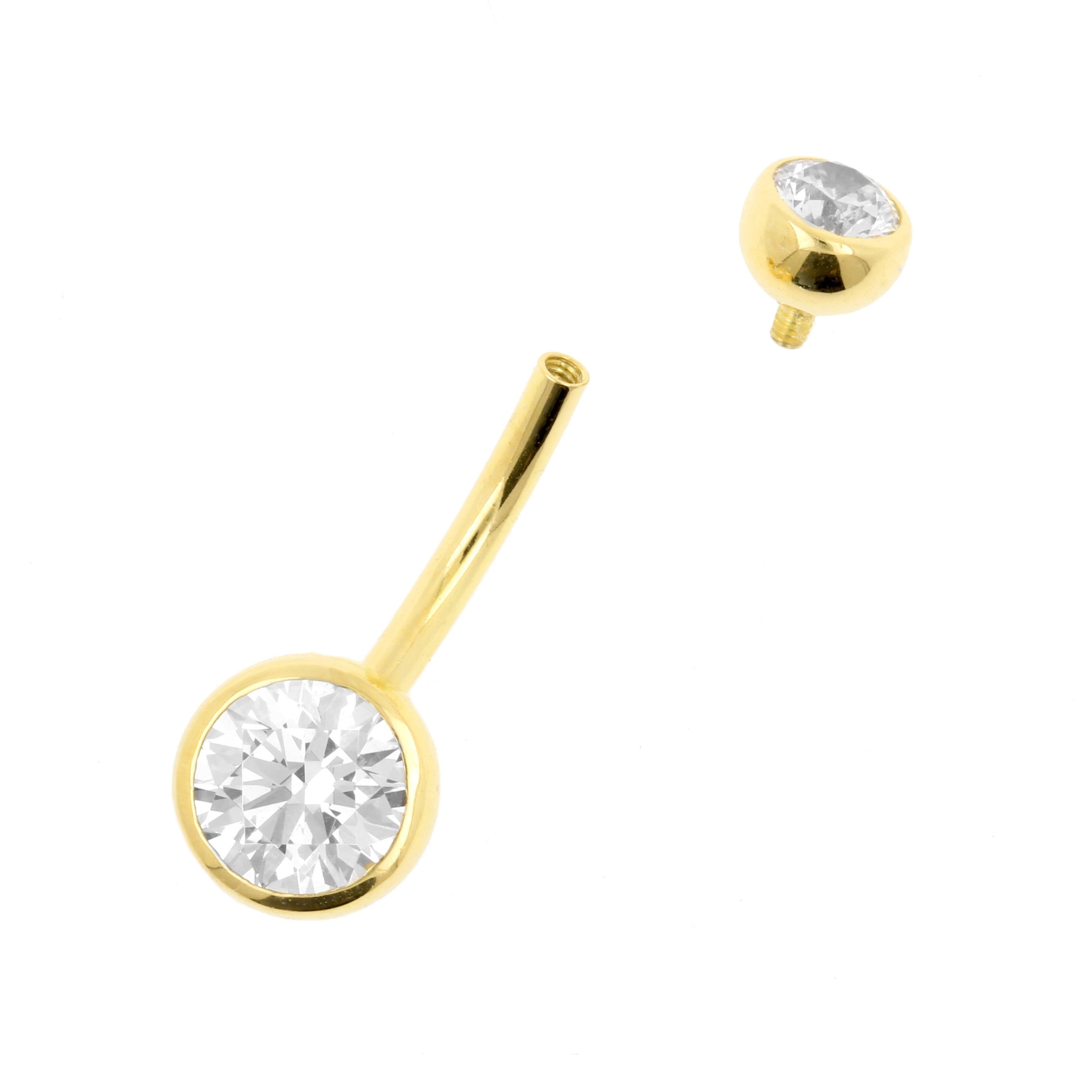 18 Karaats Gouden Navelpiercing Met Premium Zirkonia Clear