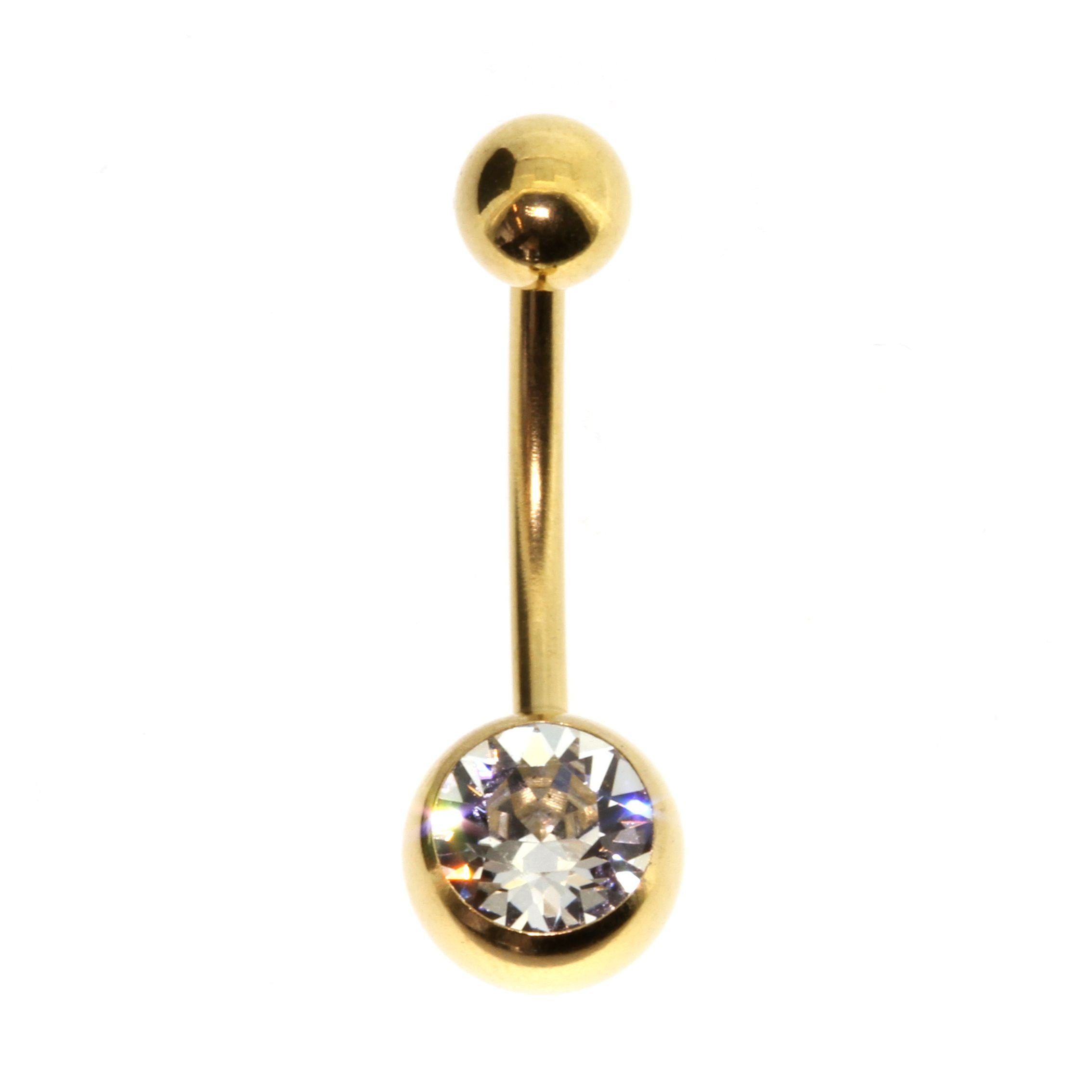 Chirurgisch Stalen Navelpiercing Met Kristal Clear