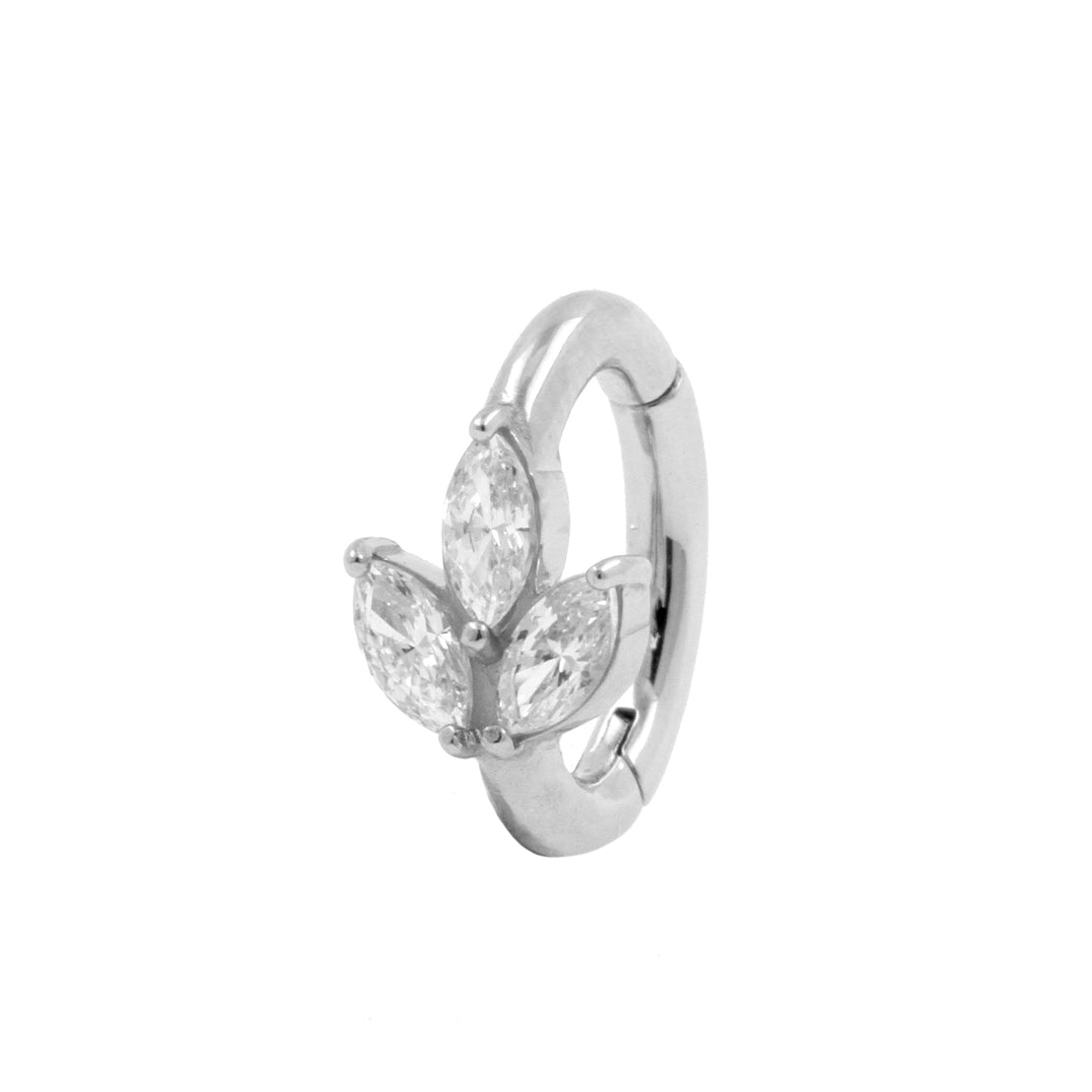 Nikkelvrij Stalen Zirkonia Navel Clicker - Marquise Cluster Clear