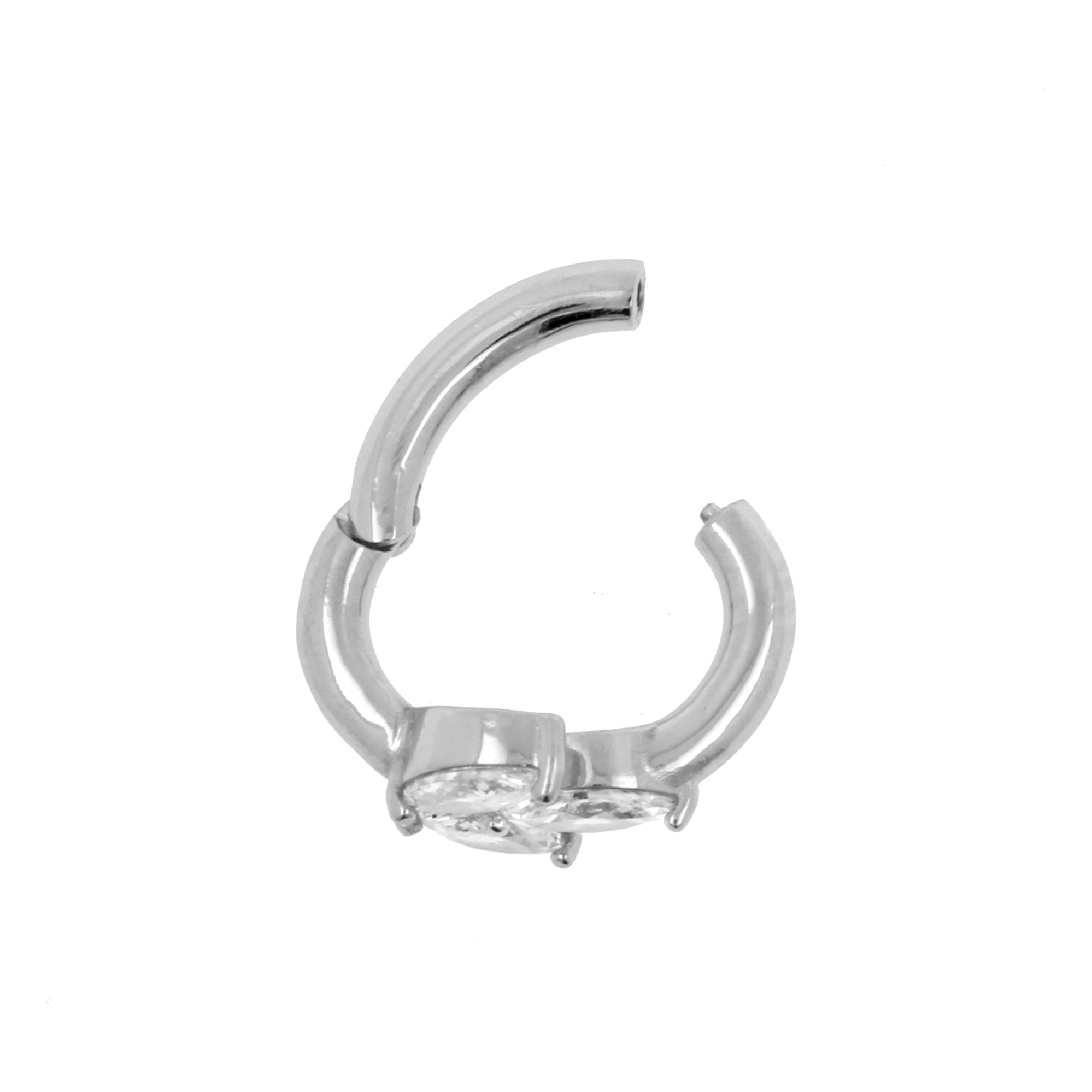 Nikkelvrij Stalen Zirkonia Navel Clicker - Marquise Cluster Clear