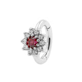 Nickelfreier Stahl-Zirkonia-Bauchnabel-Clicker - Blume Rot / Weiß