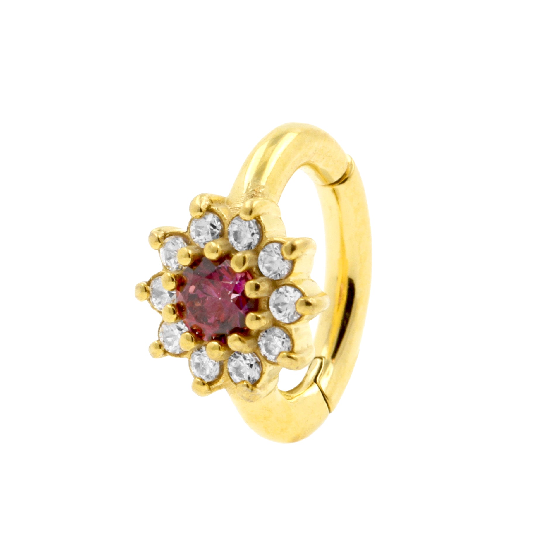 Nikkelvrij Stalen Zirkonia Navel Clicker - Flower Red / White