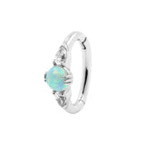 Nickelfreier Stahl-Nabel-Clicker – Opal und Zirkonia Light Green Opal
