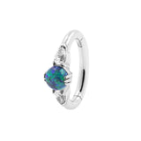 Nickelfreier Stahl Nabel-Clicker – Opal und Zirkonia Black Opal
