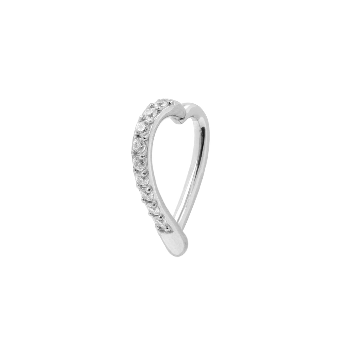 Nickel-Free Stainless Steel Belly Ring Clicker - Zirconia Heart - Clear