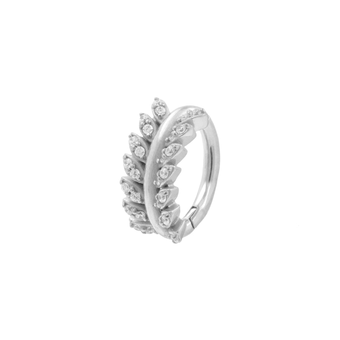 Nickel-Free Stainless Steel Belly Ring Clicker -  Zirconia Vine - Silver