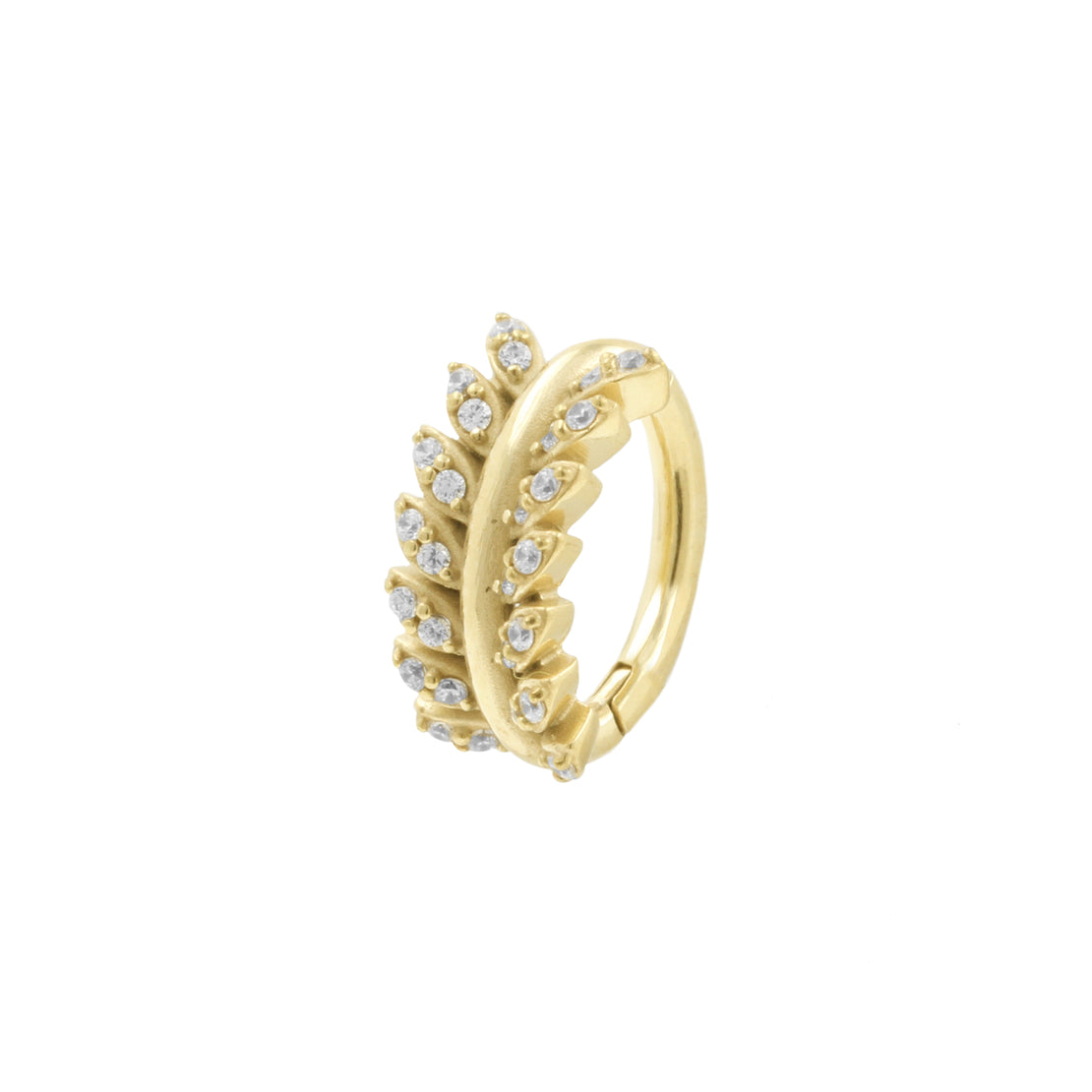 Nickel-Free Stainless Steel Belly Ring Clicker -  Zirconia Vine - Gold