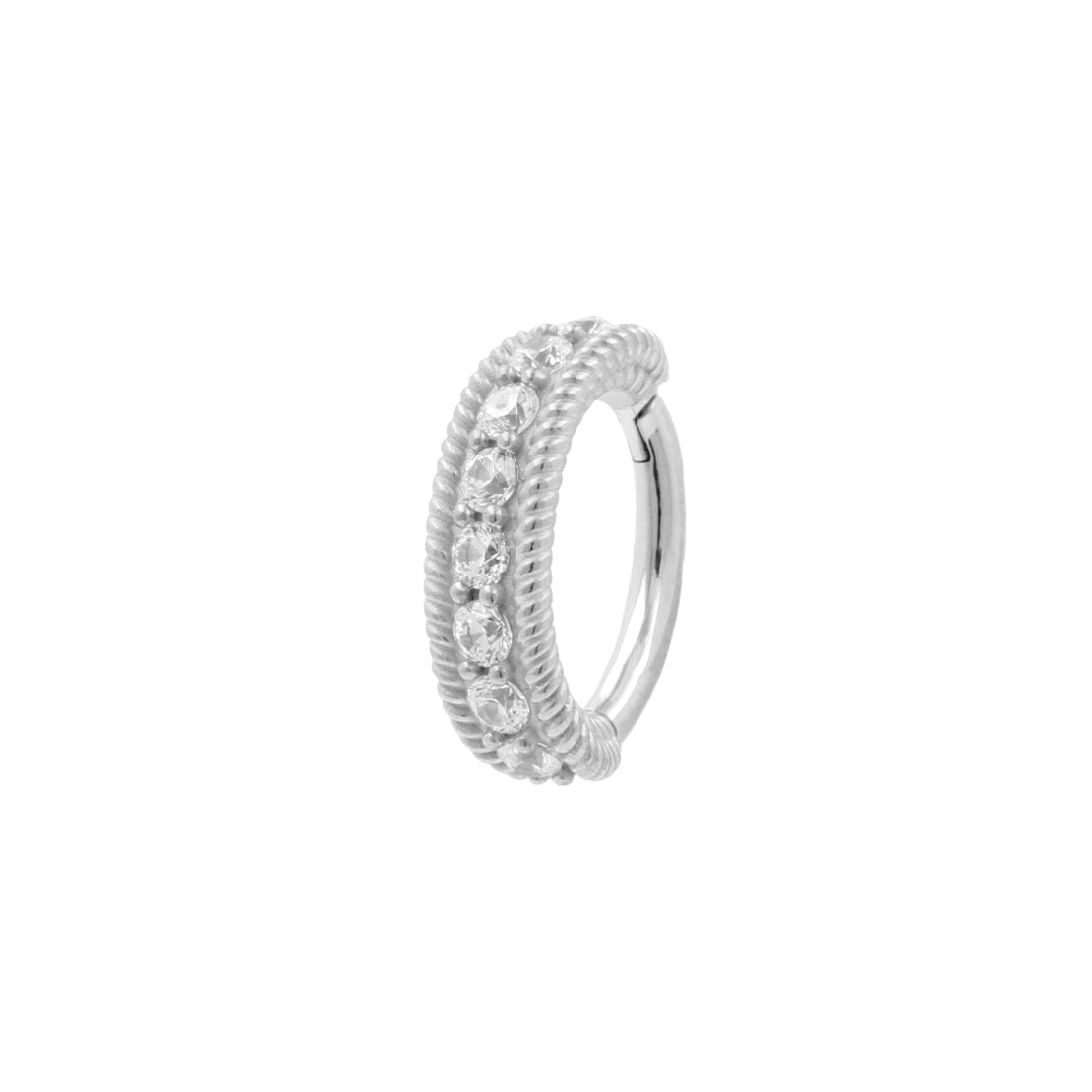 Nikkelvrij Stalen Navel Clicker - Vintage Zirkonia - Zilver