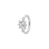 Nickelfreier Stahl Nabel-Clique mit Zirkonia-Blume Silber