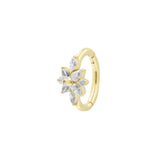 Nickelfreier Stahl Nabel Clicker – Zirkonia Blume – Gold