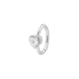 Nickelfreier Stahl-Navel-Clicker – Zirkonia-Herz – Silber