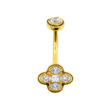 Chirurgischer Stahl Bauchnabelpiercing Zirkonia Blume