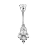 Chirurgisch Stahl Bauchnabelpiercing mit ovalem Zirkonia-Cluster